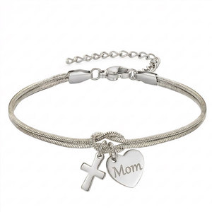 Wholesale 316L Stainless Steel 14k 18k Gold Plated Fashion <b>Bracelets</b> & <b>Bangles</b> Mama Mom Mother Charm <b>Bracelet</b> for Mom Mama - Product Image 4