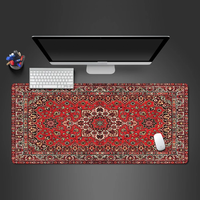 Tapis de Souris XXL Personnalisé Style Arabe Islamique, Tapis de Bureau en Feutre, Sous-Verre pour la Méditation Musulmane, Tapis de Souris Décoré de Pompons