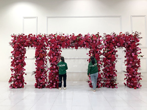 GNW 2024 archi matrimoni possono essere travolgenti arco artificiale in seta rosa fiore decorato ad arco quadrato per fase di decorazione di nozze - Product Image 4