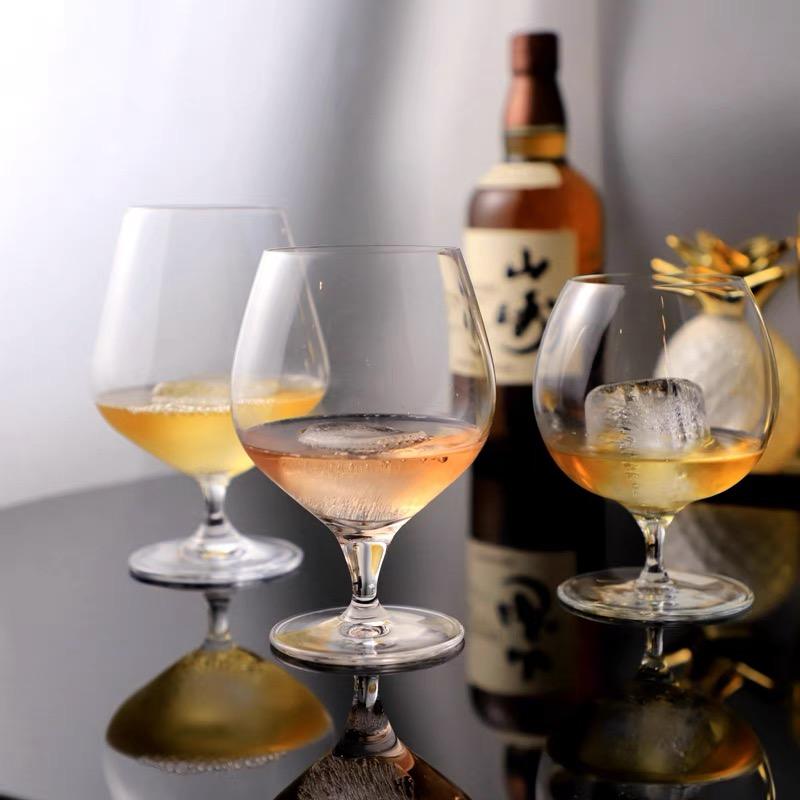 Handmade unique small clear crystal shot goblet glass brandy snifter glass