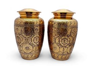 โกศเผาศพทองเหลืองงานแฮนด์เมดสไตล์ยุโรปและอเมริกันประดับด้วยดอกไม้ - Product Image 2