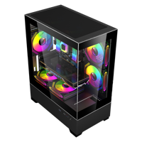 AntarcChill Popular Mid Tower Gaming PC Tower Computer Case Gamer SPCC Tempered Glass Desktop Vertical PC Cabinet With RGB Fan