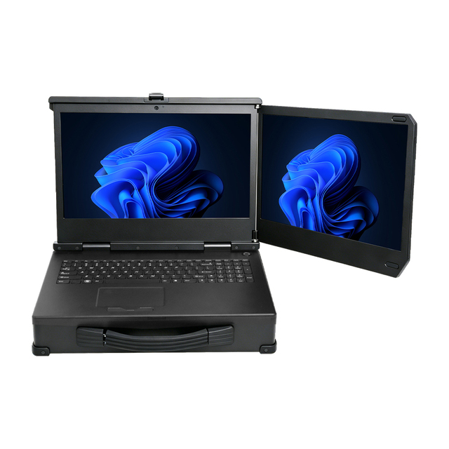 Dual Screen Industrial Portable Rugged Laptop with RTX3050 GPU for AI Edge Computing and Inspection Stock Available