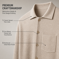 Cardigan en tricot respirant pour l'hiver, logo frontal, couleur unie, poche poitrine, finition élégante, pull en tricot pour homme