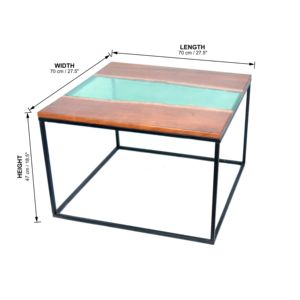 Acacia wood Dining and coffee <b>Table</b> with Crystal <b>Clear</b> Resin Coating Modern Square Bar Top Wood/Metal Frame for Home Use - Product Image 5