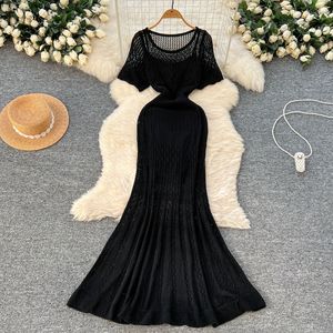 เดรสไหมพรมแขนสั้นแบบผูกเชือกสำหรับผู้หญิงและเดรสแฟชั่นแบบไร้สาย - Product Image 3