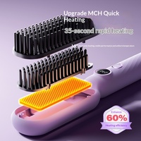 Peigne lisseur portable pour cheveux raides et bouclés, ions négatifs, température constante, usage domestique