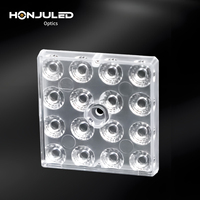 HONJU Lentille optique LED extérieure personnalisée, anti-UV, PC, IP65, angle de faisceau de 25 degrés, transmission >90%, garantie 2 ans pour éclairage de rue