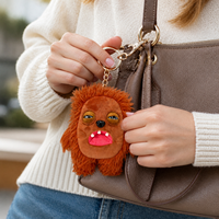 Porte-clés en peluche mignon et écologique – Breloque animale en peluche douce, mini pendentif moelleux visage endormi pour sac à dos, sac à main, clés