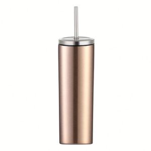 Gobelet droit en acier inoxydable de 20 oz, anti-fuite, avec couvercle à vis et paille - Product Image 3
