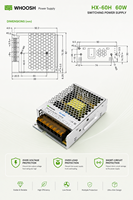 Alimentation à découpage mince 60W 12V 24V pour bande LED, 100-240V AC/DC, Driver LED intérieur haute efficacité et haute stabilité