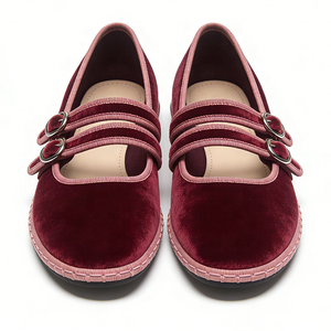 <span class=keywords><strong>Ballerine</strong></span> da Donna in Velluto di Lusso con Doppio <span class=keywords><strong>Cinturino</strong></span> Regolabile, Comode, Antiscivolo, a Punta Chiusa, Morbide, Scarpe Autunnali Slip-On - Product Image 5