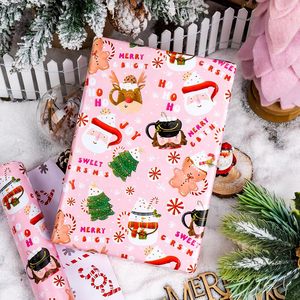 Yarcony Christmas <b>Wrapping</b> <b>Paper</b> Roll 17 Inch X 33 Feet Reversible Pink Holiday Design Gift Craft Use - Product Image 3