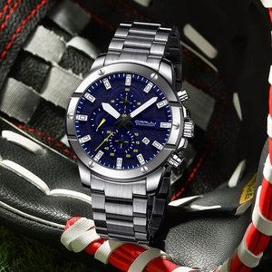 Montre chronographe à quartz pour homme OEM ODM avec affichage du calendrier, bracelet en acier inoxydable, étanche, lumineuse, sport, affaires - Product Image 2