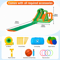 Piscine à toboggan aquatique en tissu Oxford robuste avec zone de jeu de lancer de ballons intégrée, qualité contrôlée avant expédition, pour loisirs en extérieur