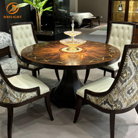 Meubles européens en bois massif de style antique royal, ensemble table et chaises de luxe vintage pour hôtel et villa personnalisable