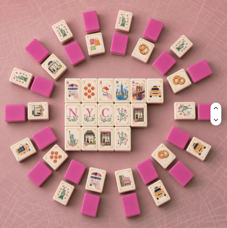Pink Acrylic Mahjong Tile Set New York City Theme American Style Table ...