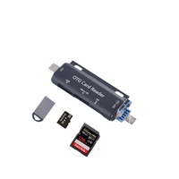 Lecteur de cartes mémoire externe USB-C 3-en-1 en alliage d'aluminium avec ports MMC/SD et USB, adaptateur OTG pour MacBook et PC IUSB Pro