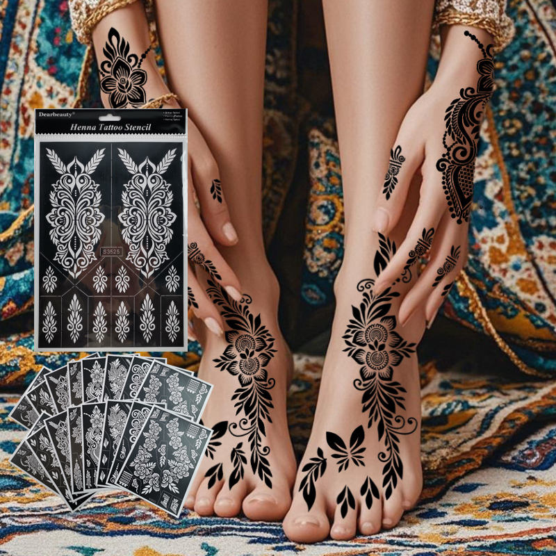 Mani In Pizzo Del Tatuaggio Henné Nero India Ispirate Ad Adesivi Il Corpo Temporanei Da 1,04 € | DHgate - Foto 11