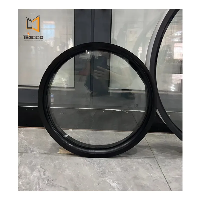 Aluminum Frame Black Or White Color Fixed Round Glass Windows