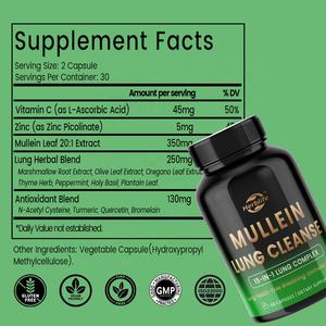 Private Label OEM Mullein Leaf Extract for Lung Health Quercetin NAC 15-in-1 Supplement Lung Support & Cleanse for Men and Women - Product Image 2