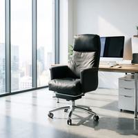 Chaise de bureau réglable, rotative et extensible avec dossier inclinable en cuir synthétique gris pour cadre