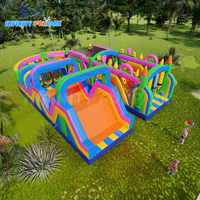 Parcours d'obstacles rotatif gonflable en PVC en forme de U commercial Activités sportives de plein air Jeu de défi Parcours d'obstacles à vendre
