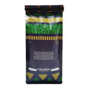 16oz Gusset Coffee Bag Biodegradável Desgaseificação Válvula para Saco De Café Reciclável Custom 12 oz Coffee Bags Impressão Digital