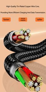 Cable de Carga Rápida Multifunción 3 en 2 Tipo-C a Tipo-C de 1.2m con Conductor de Cobre Puro para Computadora e Impresora, 100W - Product Image 6