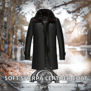 Chaqueta de Cuero para Hombre Delta, Estilo Biker, con Forro Sherpa, Reversible, Color Negro, Cierre de Cremallera, Dobladillo Abierto, Nueva Colección - Product Image 2