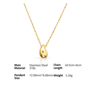 Chris April in Stock 316L <strong>Stainless</strong> <strong>Steel</strong> <strong>Jewelry</strong> New 2025 PVD Gold Plating Retro Mirror Water Drop Pendant Necklace - Product Image 6