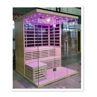 Ruang Sauna Terapi Cahaya Merah Mewah untuk 3 Orang, Kabinet Sauna Kayu Kering Inframerah Jauh Kompak