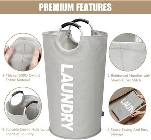 Oxford Fabric <b>Large</b> Capacity Laundry Hamper with Aluminum Ring Handle Clothes <b>Basket</b> Foldable Laundry <b>Basket</b> with Handles - Product Image 5