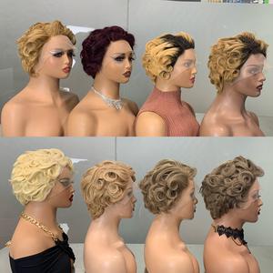 FH 13x1 Lace Front Pixie Human Hair <b>Wig</b> French Curls <b>Short</b> <b>Wig</b> Human Hair - Product Image 2