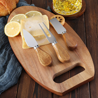 Keuken Vlees Charcuterie Snijplank Peddel Decoratief Serveren Brood Acacia Houten Snijplank Fruit Kaas Mes Board Set