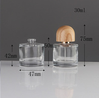 Botella de Perfume Vacía de 30 ml, Cilíndrica, de Vidrio Transparente, con Tapa de Madera Natural, Venta al Por Mayor