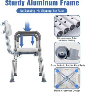 Chaise de bain rétractable réglable en hauteur en alliage d'aluminium durable et antidérapante <span class=keywords><strong>pour</strong></span> personnes âgées et femmes enceintes - Product Image 4