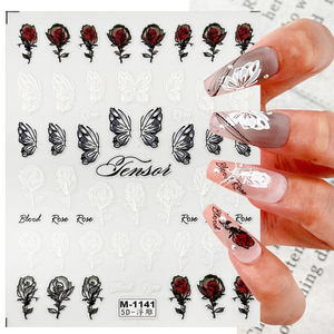 Private Label 3D rosa rossa adesivi per unghie di san valentino Nail Art decalcomania per il disegno - Product Image 3