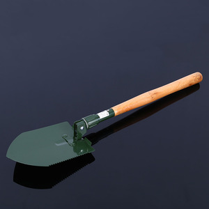 Multi Function Folding Shovel Green Wooden Handle Outdoor Camping Tool 11 Specification Industrial Grade - Product Image 3