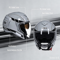 Nouveau casque de moto 3/4 ouvert XL en ABS avec protection de joue étendue, motif vague, double visière, fermeture rapide, toutes saisons