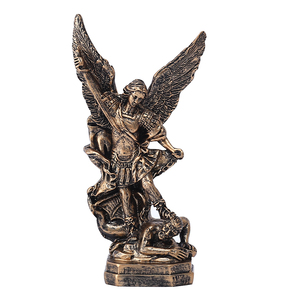 5 pollici bronzo statua di san <span class=keywords><strong>Michael</strong></span> resina angelo decorazione scultura bronzo santo <span class=keywords><strong>Michael</strong></span> su Base figurina regalo religioso - Product Image 1