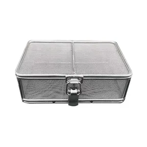 Professional customization of 304 ultrasonic instrument cleaning basket with cover, metal stainless steel woven wire mesh