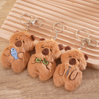Vente en gros usine Mini porte-clés en peluche Capybara, logo personnalisé, pendentif en peluche moelleux en forme de rongeur, accessoire de sac, Noël