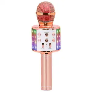 Großhandel gitarre mit mikrofon für kinder-2022 Hot Sale Karaoke-Funk mikrofon mit LED-Licht Musik-Player Mikrofon Karaoke-Player