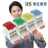 Bloque de terminales unipolar UKK 80A para riel DIN, conector de distribución de energía, conexión por tornillo de 5-10 mm², para armario eléctrico 21-30