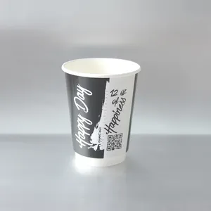 High Quality Customized 12oz Double Wall White Paper Cup Ideal For Hot Beverage Takeaway Paper Coffee Cups With Lids