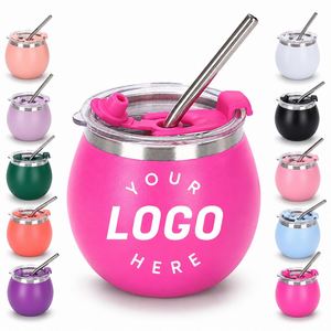 Mini-gobelet isotherme à double paroi en acier inoxydable de 5 oz avec couvercle et paille, personnalisable avec logo, pour cadeaux et fêtes - Product Image 1