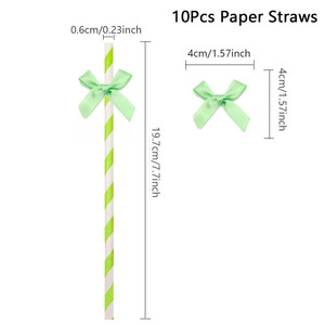 Creative Bow Paper Straws With Ribbon Biodegradable For Party Birthday Dessert Table Decorations - Product Image 4