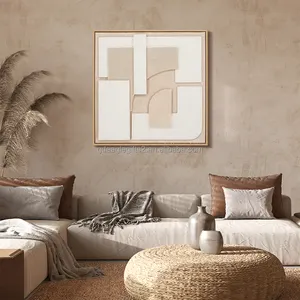 EAGLEGIFTS Home Decor Modern Geometric 3D Textured Painting Wall Picture White Large White Textured Wall Art