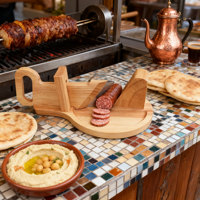 Coupeur de trancheuse de guillotine de saucisse et de chorizo en bois avec la cheville de verrouillage et la lame d'acier inoxydable